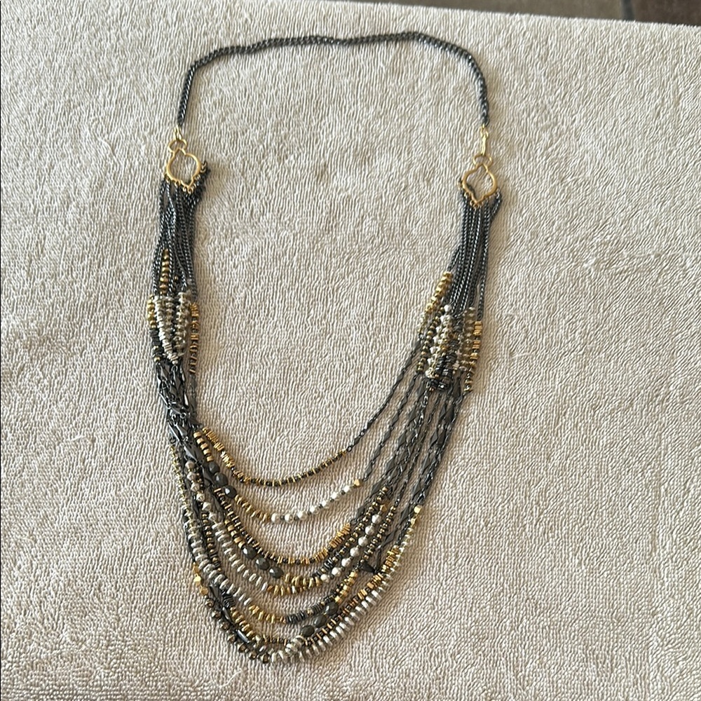 Stella & Dot Gold and Black Layered Necklace